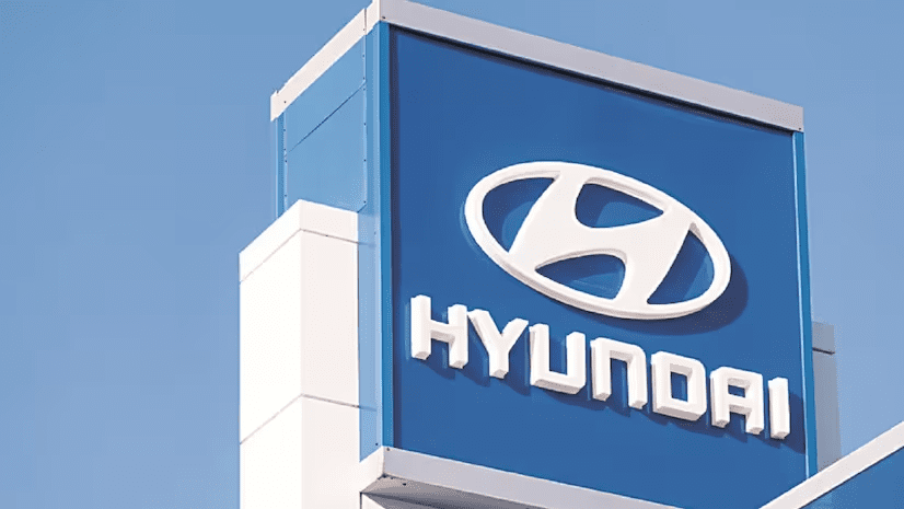 Hyundai Motor India Head Quaters with its logo on the building ahead of IPO